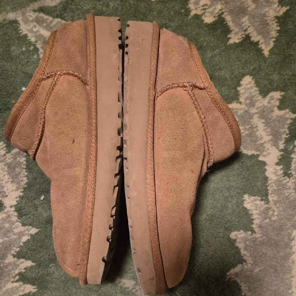 UGG Tan Suede Shearling-Lined Slip-On Clogs